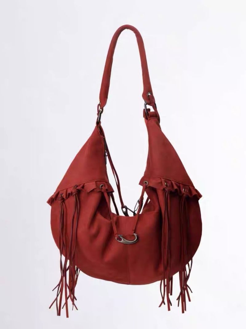 Borsa a tracolla con cerniera, casual, giornaliera, personalizzata, leggera, con design a mezzaluna in velluto, modello Hundred Hobo, autunno e inverno 2025._voghion.com