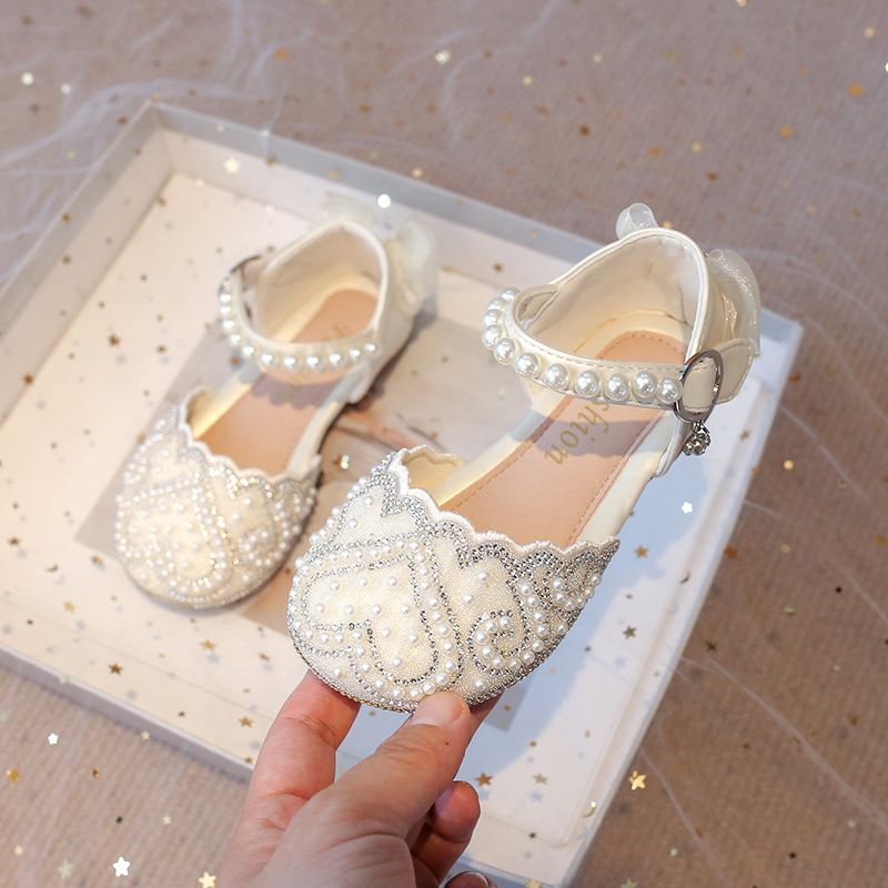 Nuove scarpe per bambine, scarpe in pelle per bambini, comode e brillanti, suola morbida con strass_voghion.com