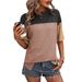Women's Loose Fit Round Neck Color Block Twist Stripe Short Sleeve T-Shirt - Breathable Cotton Blend Casual Top For Summer_voghion.com