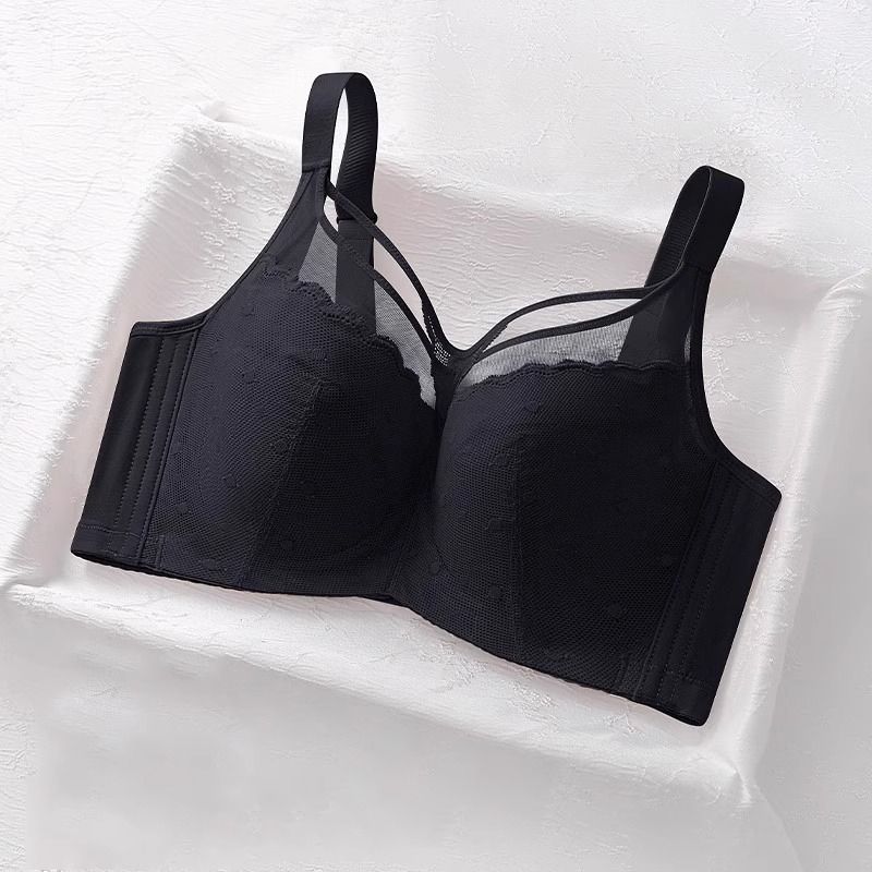 Große Brust, kleine volle Körbchen, dünnes Design, weicher Stahlring und geraffte, zusätzliche Brüste, kein Hängenbleiben, BH in Übergröße,_voghion.com