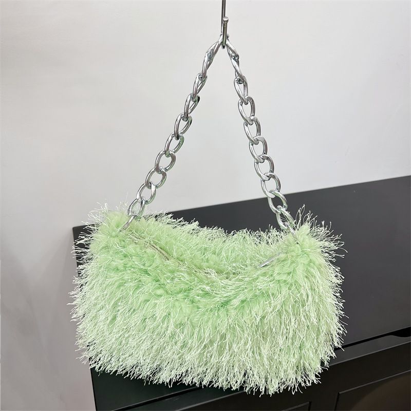Borse a mano in peluche, borse a tracolla in pelliccia, borse a tracolla, borse a catena, borse da sera_voghion.com