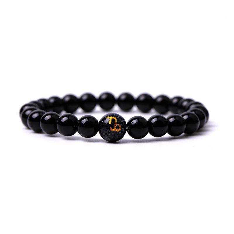 Charm Bracelets Twelve Constellations 10mm Gold Plated Blue Sandstone Bracelet Tea Crystal Pink Crystal Scorpio Beaded Bracelet_voghion.com