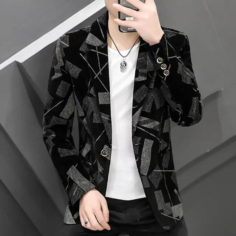 2022 Herbst und Winter Herren kleine Cord einreihige schlanke Anzug profession elle Jugend Business Freizeit jacke_voghion.com