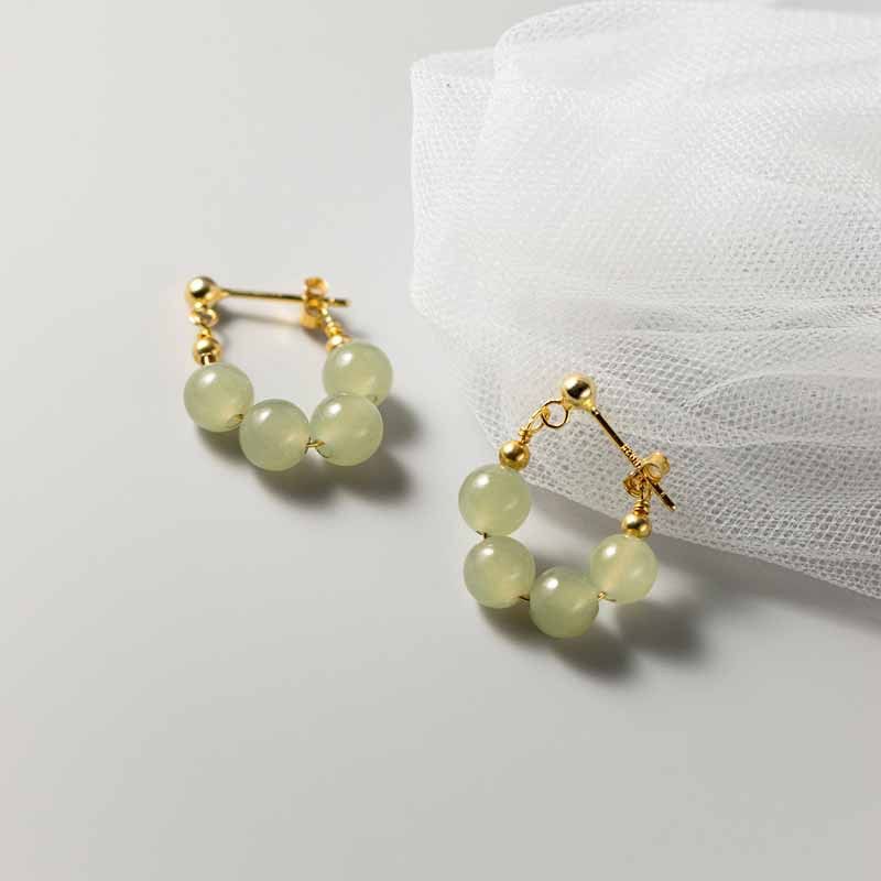 Jade VENUS Hetian Earrings for Women Girl Gift 4 Beads Gold Color  Stamped Elegant Lady Jewelry Dropship W_voghion.com