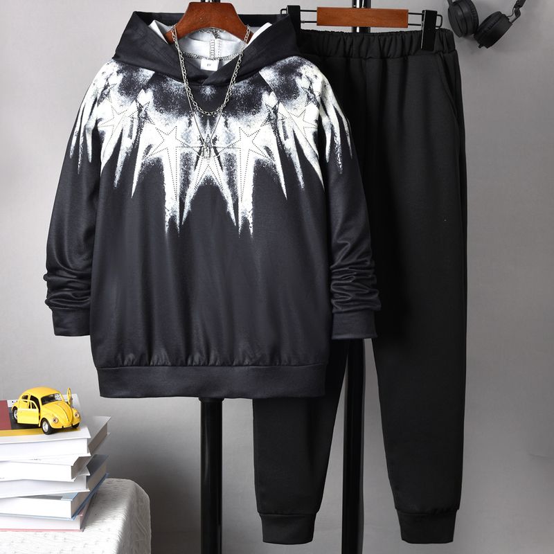Mother&Kids Jongen Hoodie Set Cool schwaarz Tie-Dye Hoodie Set_voghion.com