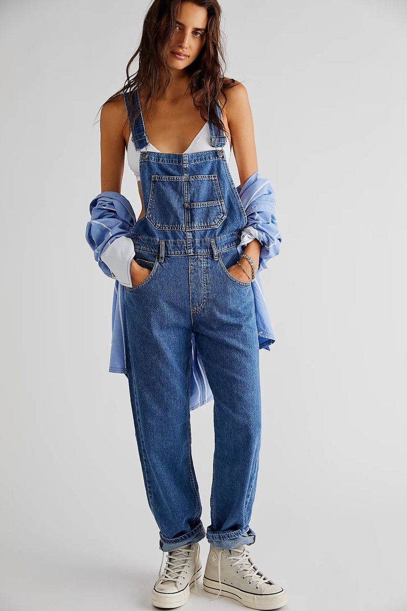 Salopete din denim lejere, casual, pentru femei, îmbrăcăminte de damă_voghion.com