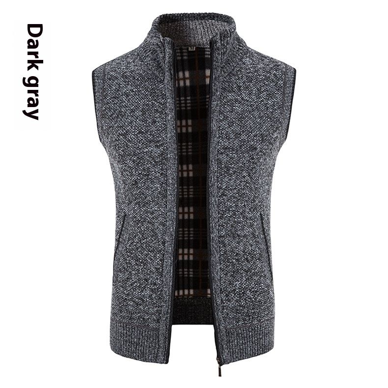 2024 Autumn/Winter New Men's Vest Knitted with cardigan and plush oversized slim fit jacket standing collar sweater_voghion.com