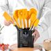 Set da 10 pezzi di utensili da cucina in silicone con giunzioni nere e gialle, kit di contenitori per utensili da cucina_voghion.com