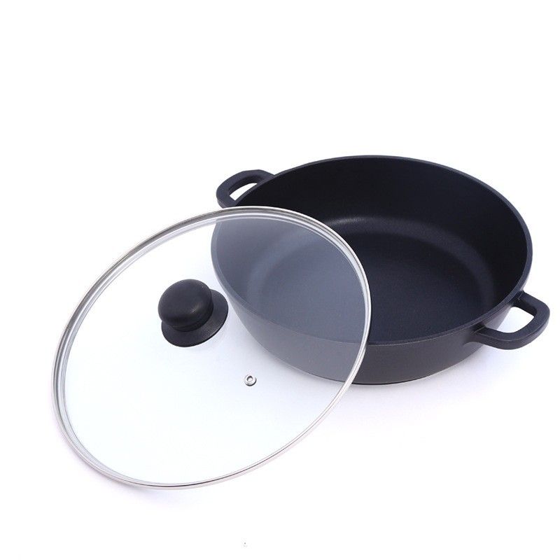 New Koean style seafood double ea kimchi shallow soup hot aluminum alloy instant noodle pot, univesal induction_voghion.com