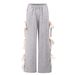 Women's Streetwear Jogger Pants - Fall High Waist Loose Fit Sweatpants With Color-Block Pockets, Stretchy Elastic Waistband, 3D Graphic Detail_voghion.com