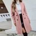 Elegante cappotto doppiopetto in lana da donna – Cappotto lungo invernale e autunnale con revers classico (marrone/rosa, S-XXL)_voghion.com