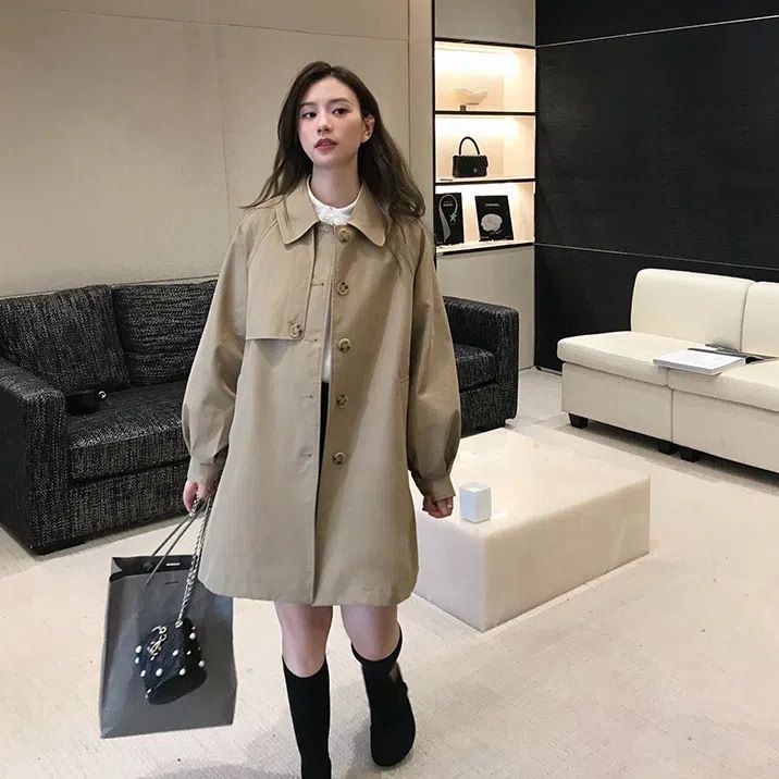 Korean Version Fashionable Temperament Women's Top, Spring And Autumn Medium Long Style College Windbreaker Jacket,_voghion.com