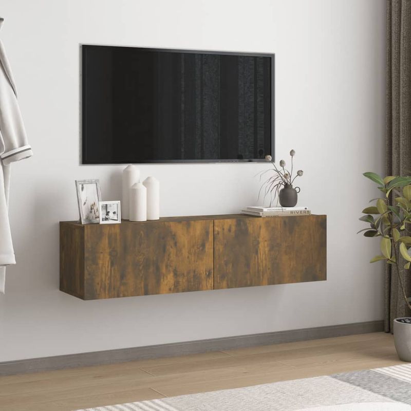 TV-Wandschrank Räuchereiche 120x30x30 cm Holzwerkstoff_voghion.com