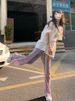 Ice Silk Pink Tie-dyed Pants Women's Summer Thin Colored Wide-leg Casual Cool Shaking Pants Island Dopamine_voghion.com