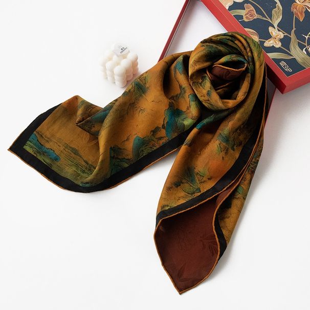 100% mulberry silk, real silk scarf as a gift mom and mother-in-law, fragrant cloud gauze, versatile printed square_voghion.com