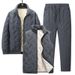 QFV507045555501<2 Cross-Border New Winter Lamb Wool Three-Piece Set Men's Cotton Jacket Unisex Thickened Fleece Coat And Pants_voghion.com