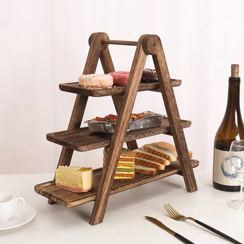 3-Tier Acacia Wood Serving Tray - Multi-Purpose Kitchen Organizer For Restaurants, Hot Pot & Home Use_voghion.com