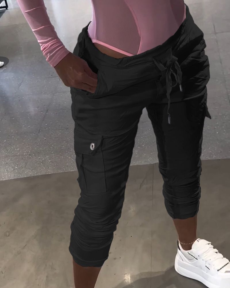 Women's Clothing new women's slim fit webbing rivet casual trousers_voghion.com