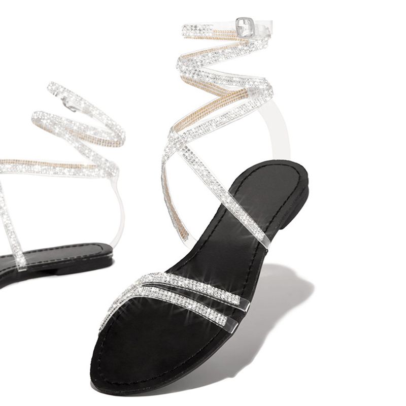 Frauen sommer neue runde kopf einfarbig niedrigen ferse große größe spot erwachsene frauen mode sandalen_voghion.com