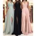 Fraen Hot Style Halter Hals Spëtze Chiffon Kleed Prom Owend Kleed geschniddene laange Rock_voghion.com
