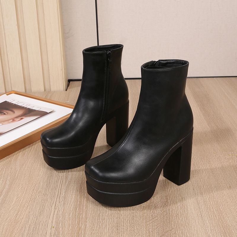 2025 Autumn Winter New European And American Foreign Trade Cross-Border Waterproof Platform Chunky High Heel_voghion.com