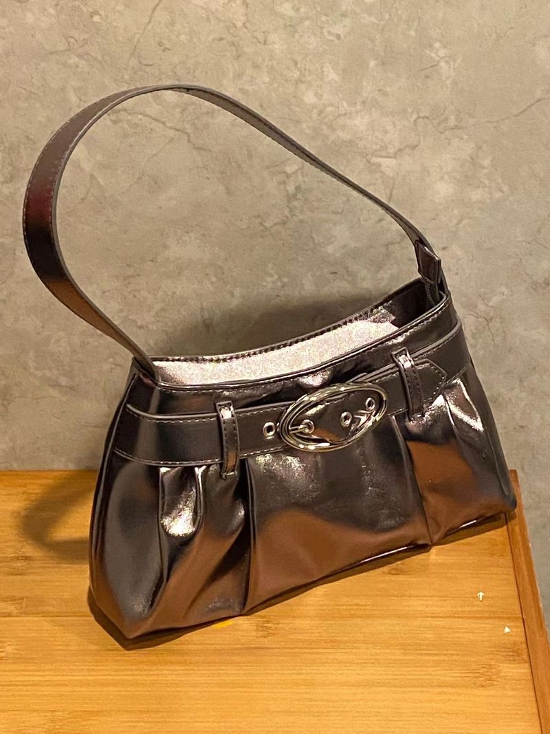Unique niche design, pleated casual women's new 2024, leather buckle under the armpit, trendy and versatile, portable_voghion.com