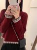 2025 Winter Lace 100% Merino Wool For Women High-End Short New Red Zodiac Year Base Sweater_voghion.com