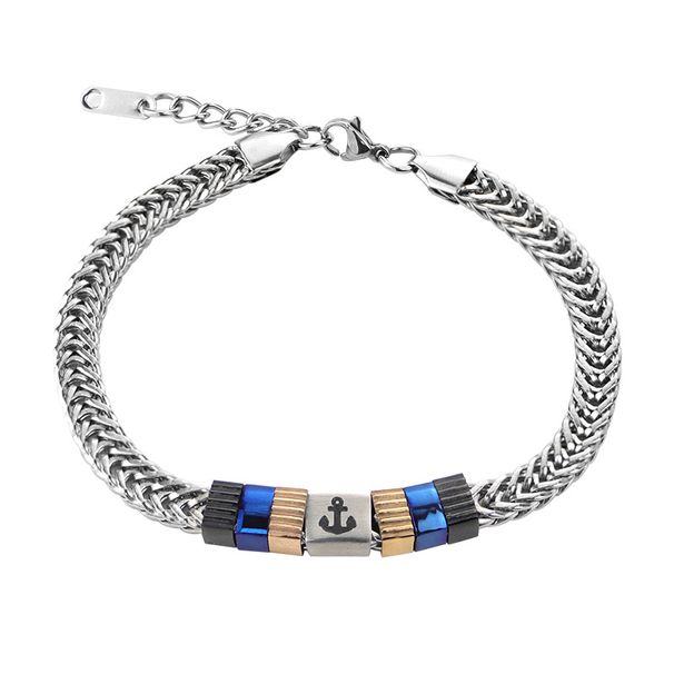 Unique Men's Niche Titanium Jewelry Stainless Steel Design Cuban Hip-Hop Anchor Lobster Clasp Bracelet_voghion.com