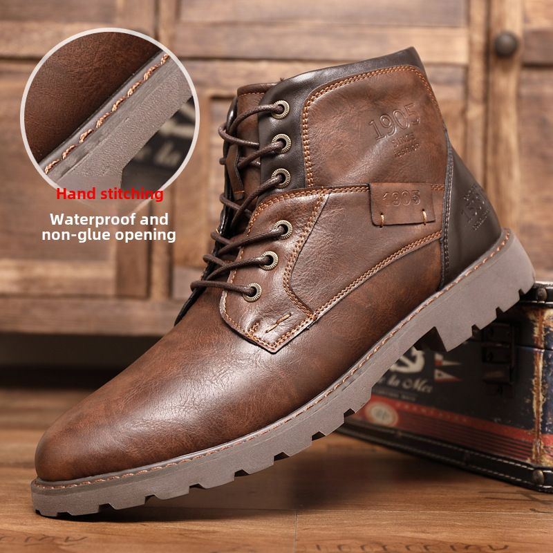 Bottes transfrontalières pour hommes Bottes Martin Casual Grande taille Bottes courtes à fermeture éclair Chaussures pour hommes Automne et hiver Chaussures hautes Bottes de travail rétro du désert_voghion.com