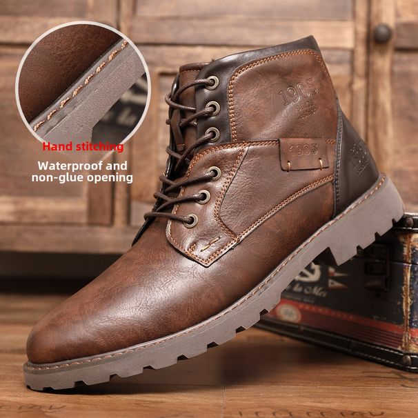 Bottes transfrontalières pour hommes Bottes Martin Casual Grande taille Bottes courtes à fermeture éclair Chaussures pour hommes Automne et hiver Chaussures hautes Bottes de travail rétro du désert_voghion.com