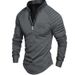 2025 Autumn Casual Loose Stand Collar Zipper Long Sleeve Men's Sports Polo Shirt_voghion.com