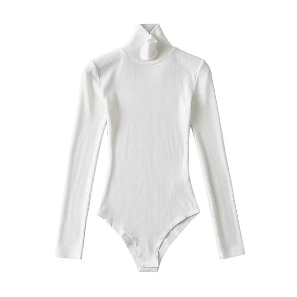 Combinaison à col roulé pour femmes Spice Girls, extensible et amincissante, T-shirt slim à manches longues, couleur unie_voghion.com