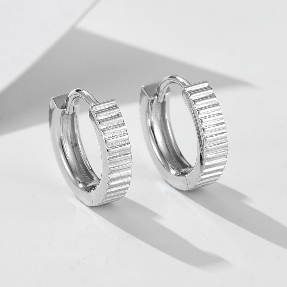 Orecchini da donna in argento sterling S925, con fibbie a righe lisce e minimaliste, tutti abbinabili, orecchini in argento di lusso leggeri_voghion.com