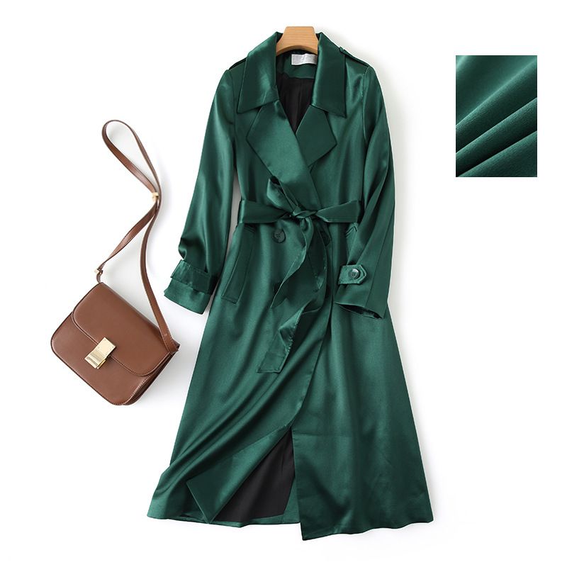 Women's Clothing Trench coat double-breasted suit collar sweet long sleeve 2021 spring mid-length straight double-breasted waist coat 7664_voghion.com