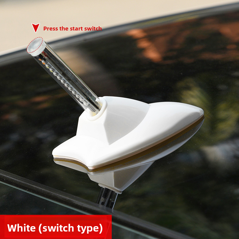 Haifischantenne blinkende Solar-Autodekoration Fischflosse Universaldach Antikollisionslicht_voghion.com