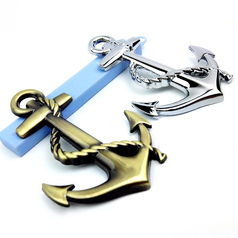 Autocollant de porte latérale de bateau pirate de navigation de queue personnalisé, badge d'ancre en métal, autocollant de voiture_voghion.com
