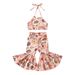 Kids' Clothing Girls Summer Halter Print Top Flared Pants Set_voghion.com