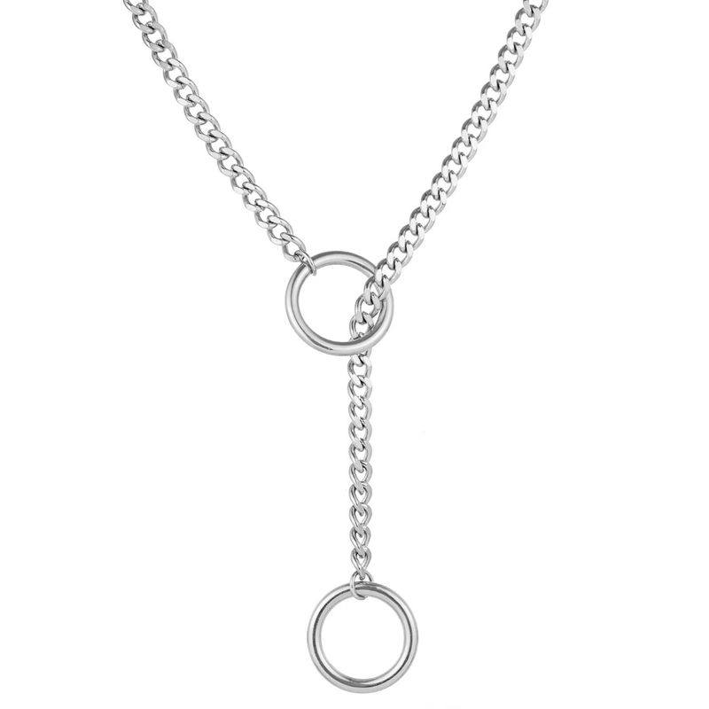 Collana a catena cubana in stile punk fatta a mano con anello largo a forma di Y molto venduta_voghion.com