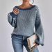 Women's Oversized Batwing Sleeve Striped Knit Sweater - Off-Shoulder Casual Pullover With Color Blocking, Comfortable & Stylish For Fall_voghion.com