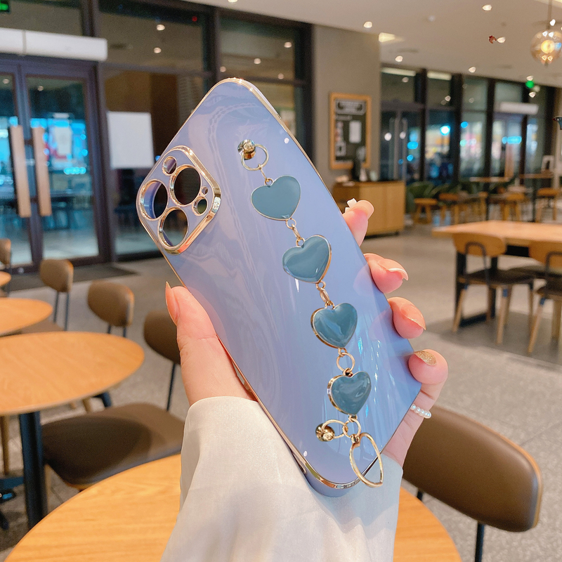 Heart Wristband Soft Silicone Phone Case For OPPO Reno 3 4 5 6 pro Plating Back cover for oppo realme Xt C12 C15 8 V5 V1_voghion.com