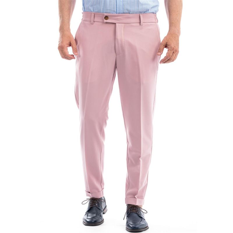 Herrenbekleidung Mode Formale Mittlere Taille Knopf Lässig Drapieren Atmungsaktiv Anzughose_voghion.com
