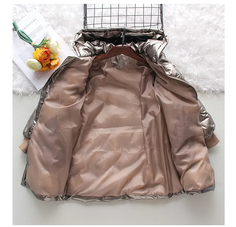 Kid's Clothing Girls cotton coat 2024 new winter thickened stylish small cotton coat children's bright leather wash free down cotton coat_voghion.com