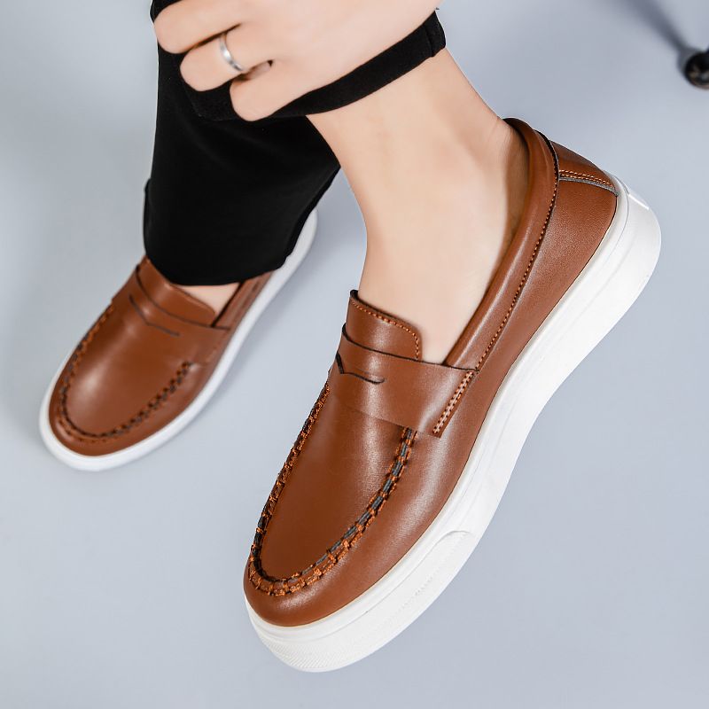 Bean shoes Men's shoes Loafers Fashion casual leather shoes Youth fashion shoes_voghion.com