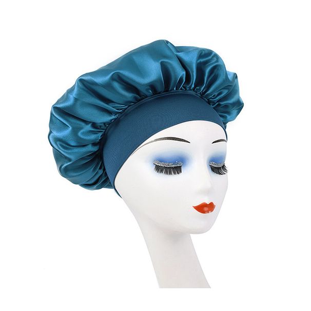 Wide brim high elastic beauty salon hair care hat female nursing satin sleeping cap chemotherapy cap shower cap_voghion.com