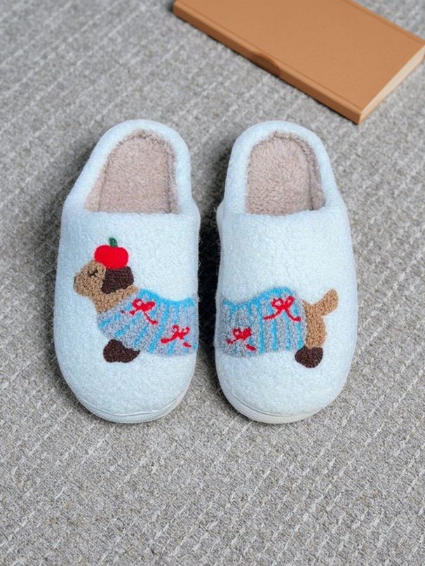 Cartoon Plush Women's Non-Slip Padded Cotton Slippers_voghion.com