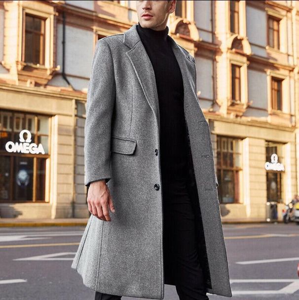 Herbst Winter Herren Wolle Mantel Solide Langarm Woolen Jacken Fleece Männer Mantel Streetwear Fashion Lange Trenchcoat Oberbekleidung_voghion.com