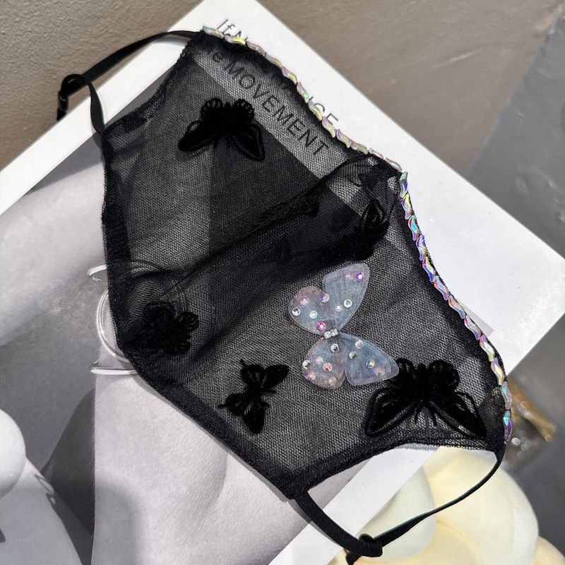 Nieuwe zomer dunne vlinder dubbellaags mesh huidvriendelijke ademende zonnebrandcrème modieus masker_voghion.com