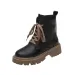 HZCL New Women's Autumn Single British-style Leather Platform Booties With Winter Fleece Warm White Boots_voghion.com