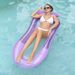 Chaise longue gonflable à dégradé de couleurs, pliable, double airbag, lit flottant avec filet, pour fête aquatique, avec accoudoirs_voghion.com