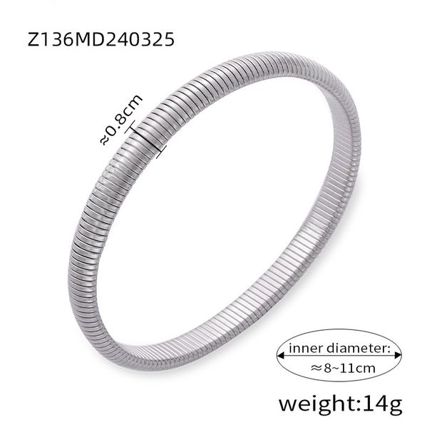 Divatos, ingázós, egyszerű személyiségű tavaszi ékszer, női geometrikus textúra mintázatú, titán acél, aranyozott, széles változatú karkötő_voghion.com